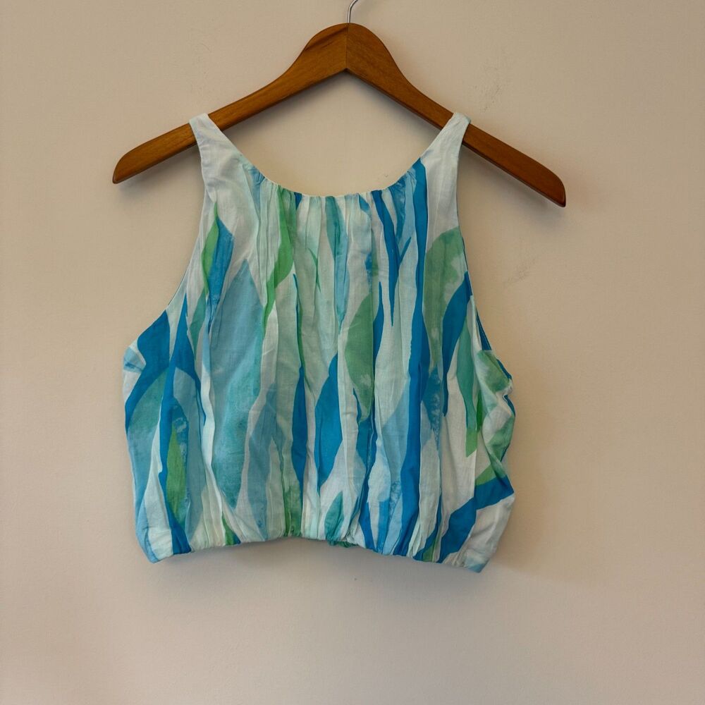 NWT Elan Women's White Cotton Puffy Elastic Waist Tank Top Large